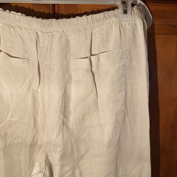 J. Crew Stratus Pant Linen Pull On Wide Leg Relaxed Natural Beige Size M Beachy - Picture 6 of 12